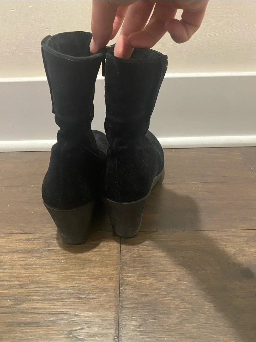 La CANADIENNE Black Suede Wedge Ankle Boots